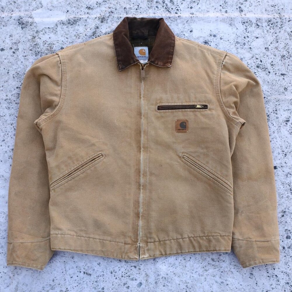 Carhartt J97 CML Camel Blanket-Lined Sandstone Duck Detroit Jacket
